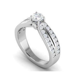 Jewelove™ Rings VS J / Women's Band only 0.50 cts Solitaire Split Diamond Shank Platinum Ring JL PT RC RD 269