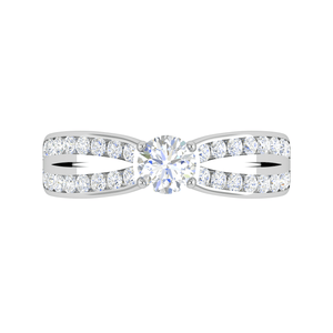 Jewelove™ Rings VS J / Women's Band only 0.50 cts Solitaire Split Diamond Shank Platinum Ring JL PT RC RD 269