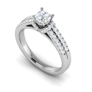 Jewelove™ Rings VS J / Women's Band only 0.50 cts Solitaire Split Diamond Shank Platinum Ring JL PT RP RD 207