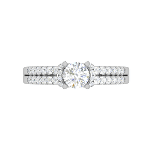 Jewelove™ Rings VS J / Women's Band only 0.50 cts Solitaire Split Diamond Shank Platinum Ring JL PT RP RD 207