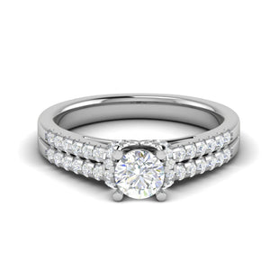 Jewelove™ Rings VS J / Women's Band only 0.50 cts Solitaire Split Diamond Shank Platinum Ring JL PT RP RD 207