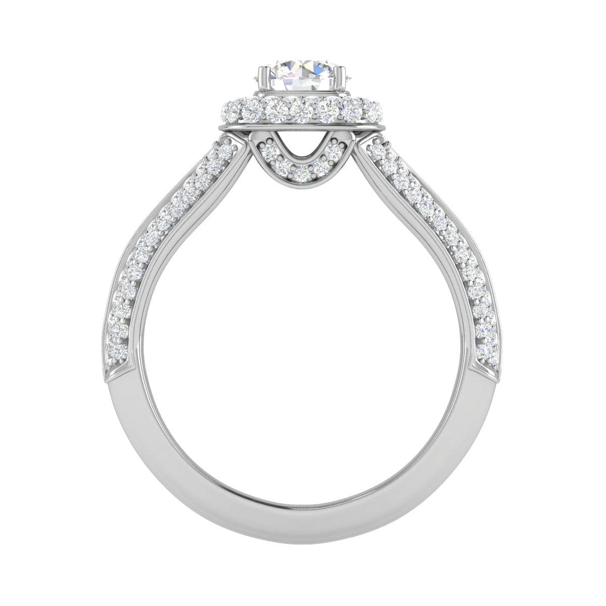 Jewelove™ Rings J VS / Women's Band only 0.50 cts Solitaire Square Double Halo Diamond Split Shank Platinum Ring JL PT RH RD 194