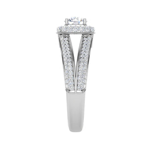 Jewelove™ Rings J VS / Women's Band only 0.50 cts Solitaire Square Double Halo Diamond Split Shank Platinum Ring JL PT RH RD 194