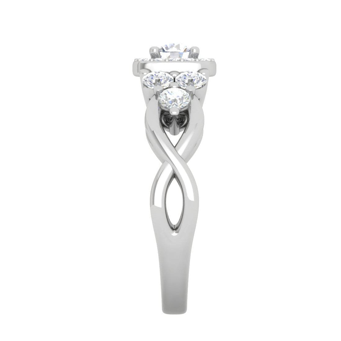 Jewelove™ Rings J VS / Women's Band only 0.50 cts Solitaire Square Halo Diamond Accents Platinum Ring JL PT RH RD 272