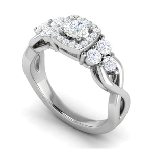 Jewelove™ Rings J VS / Women's Band only 0.50 cts Solitaire Square Halo Diamond Accents Platinum Ring JL PT RH RD 272