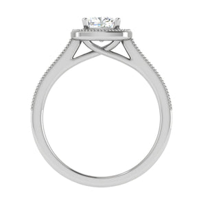 Jewelove™ Rings J VS / Women's Band only 0.50 cts Solitaire Square Halo Diamond Shank Platinum Ring JL PT RH RD 170