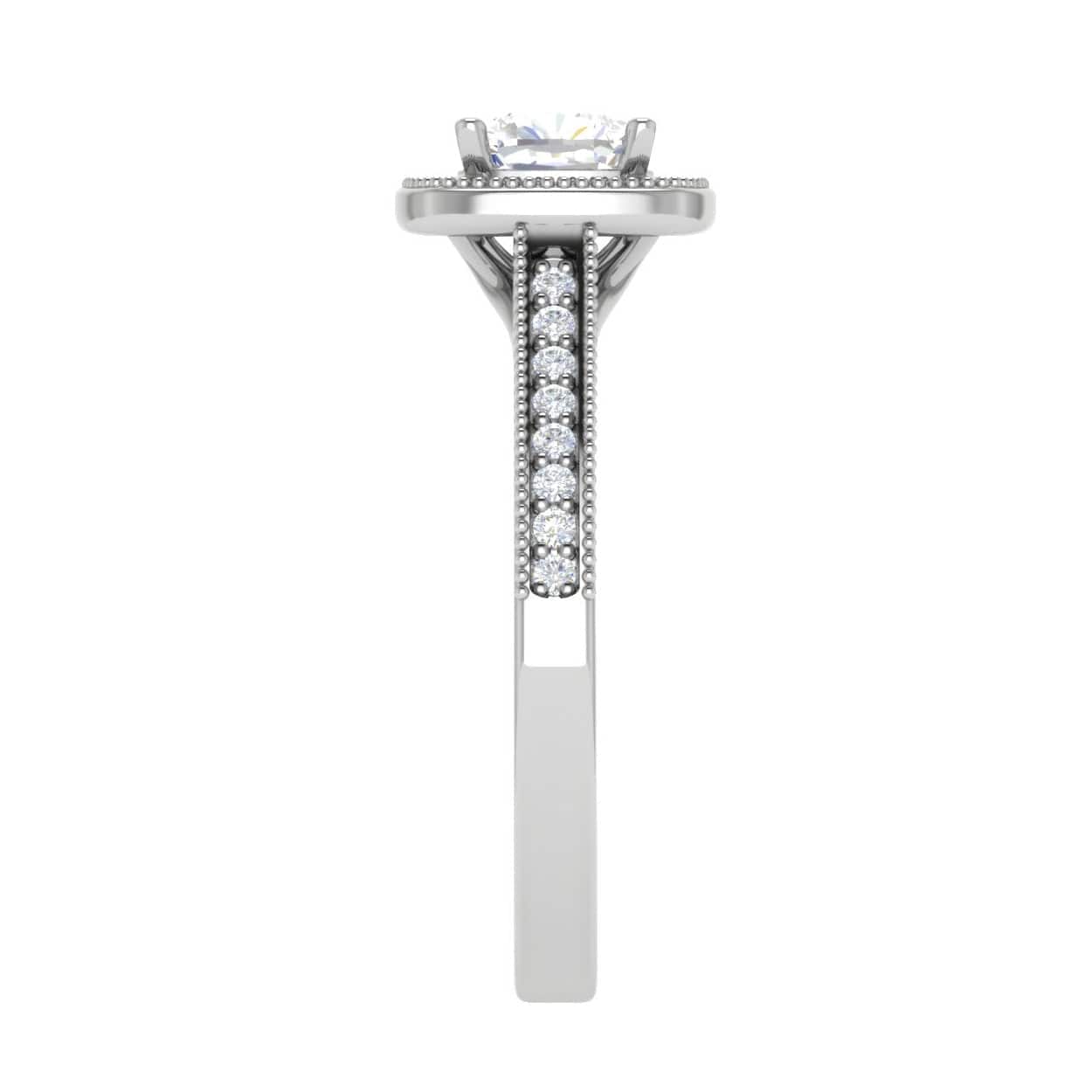 Jewelove™ Rings J VS / Women's Band only 0.50 cts Solitaire Square Halo Diamond Shank Platinum Ring JL PT RH RD 170