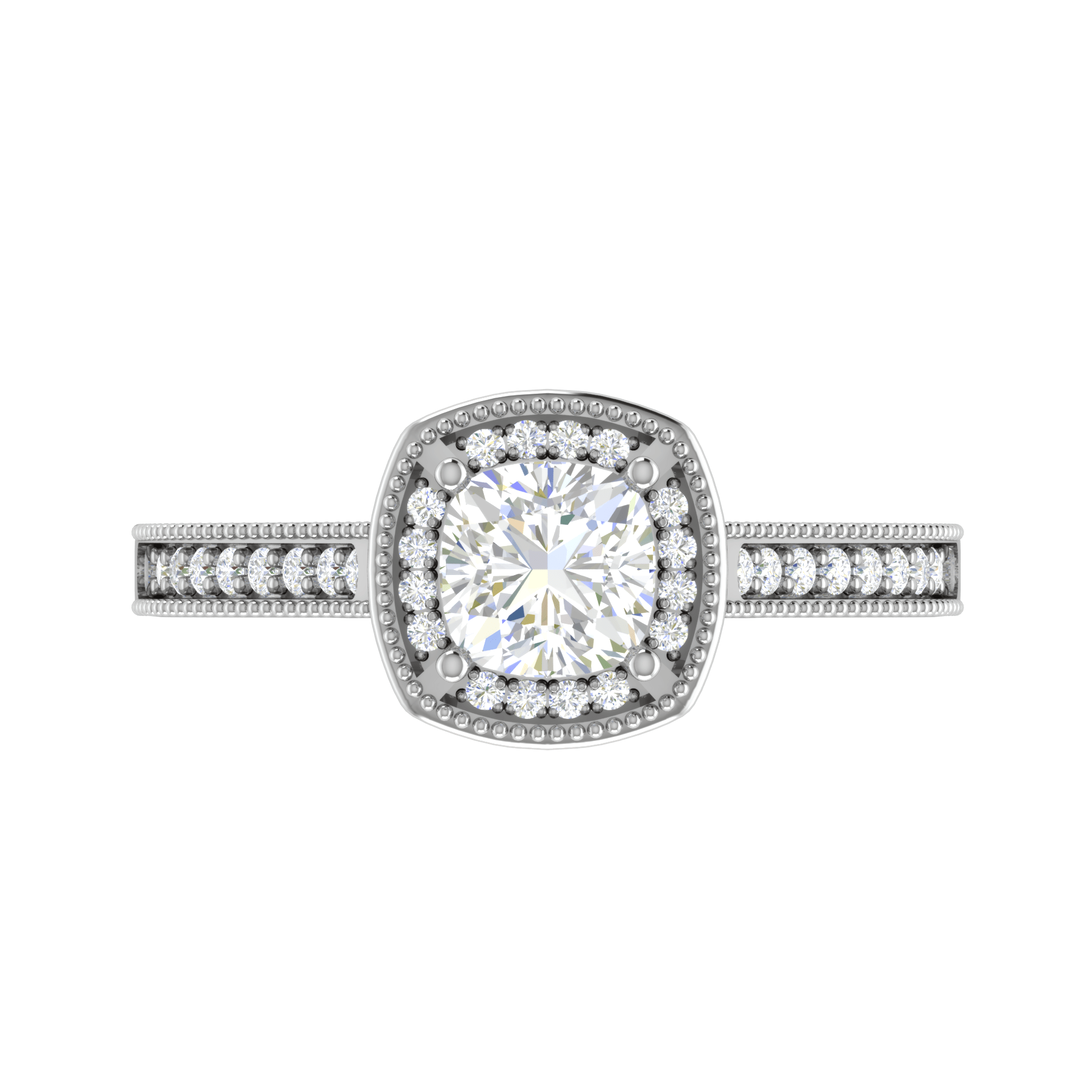 Jewelove™ Rings J VS / Women's Band only 0.50 cts Solitaire Square Halo Diamond Shank Platinum Ring JL PT RH RD 170