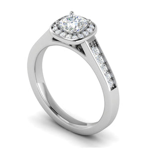 Jewelove™ Rings J VS / Women's Band only 0.50 cts Solitaire Square Halo Diamond Shank Platinum Ring JL PT RH RD 171