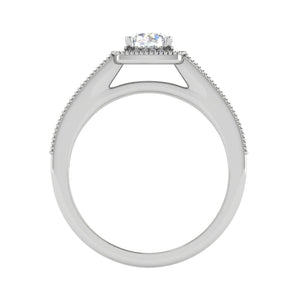 Jewelove™ Rings J VS / Women's Band only 0.50 cts Solitaire Square Halo Diamond Shank Platinum Ring JL PT RH RD 213