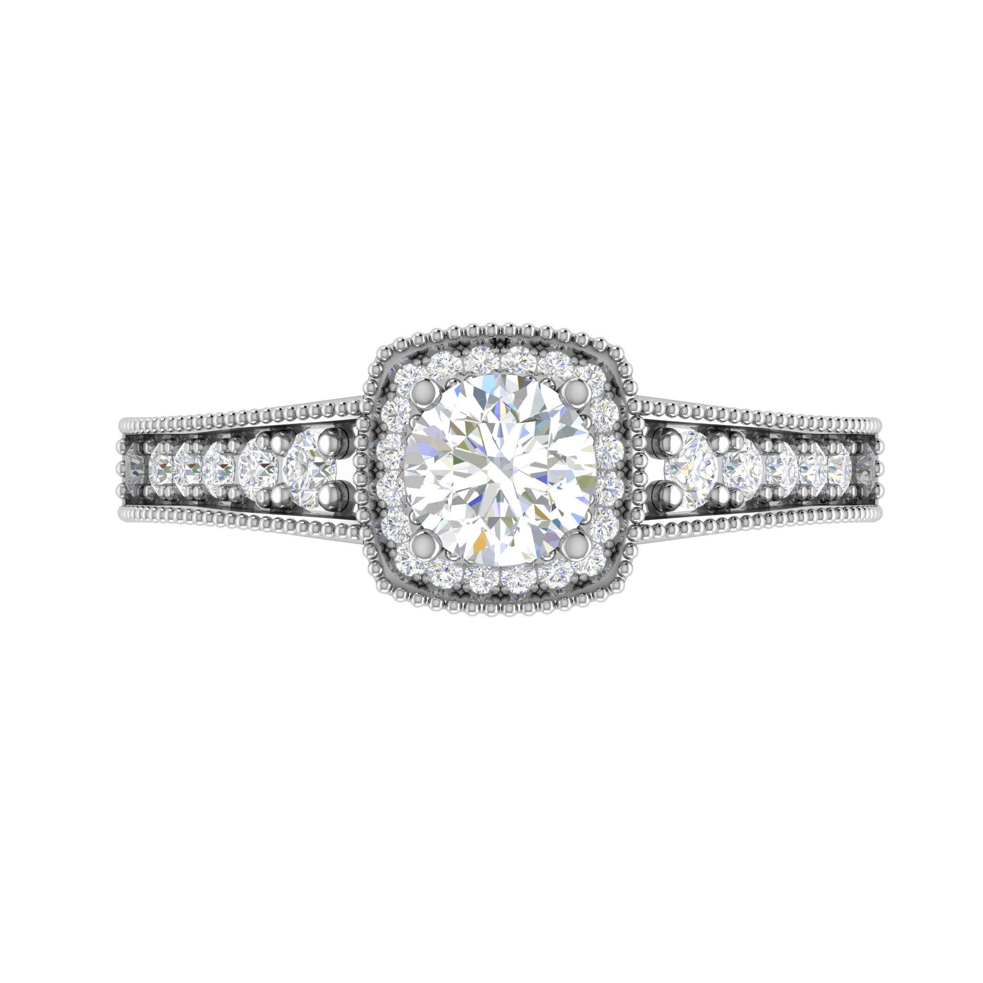 Jewelove™ Rings J VS / Women's Band only 0.50 cts Solitaire Square Halo Diamond Shank Platinum Ring JL PT RH RD 213