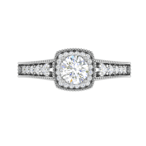 Jewelove™ Rings J VS / Women's Band only 0.50 cts Solitaire Square Halo Diamond Shank Platinum Ring JL PT RH RD 213