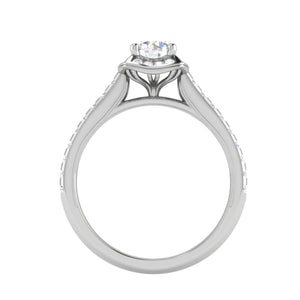 Jewelove™ Rings J VS / Women's Band only 0.50 cts Solitaire Square Halo Diamond Split Platinum Ring JL PT RH RD 180