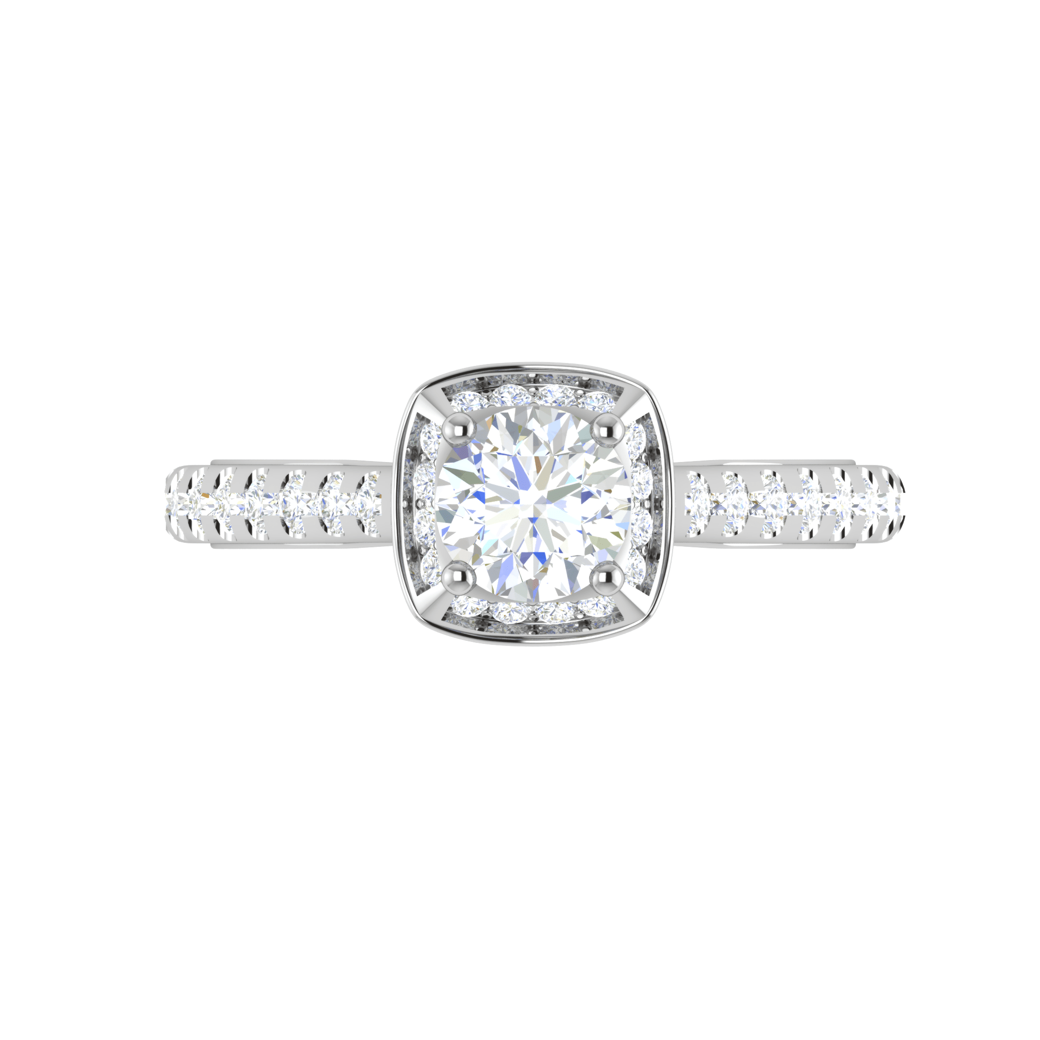 Jewelove™ Rings J VS / Women's Band only 0.50 cts Solitaire Square Halo Diamond Split Platinum Ring JL PT RH RD 180