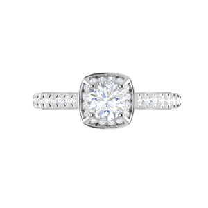 Jewelove™ Rings J VS / Women's Band only 0.50 cts Solitaire Square Halo Diamond Split Platinum Ring JL PT RH RD 180