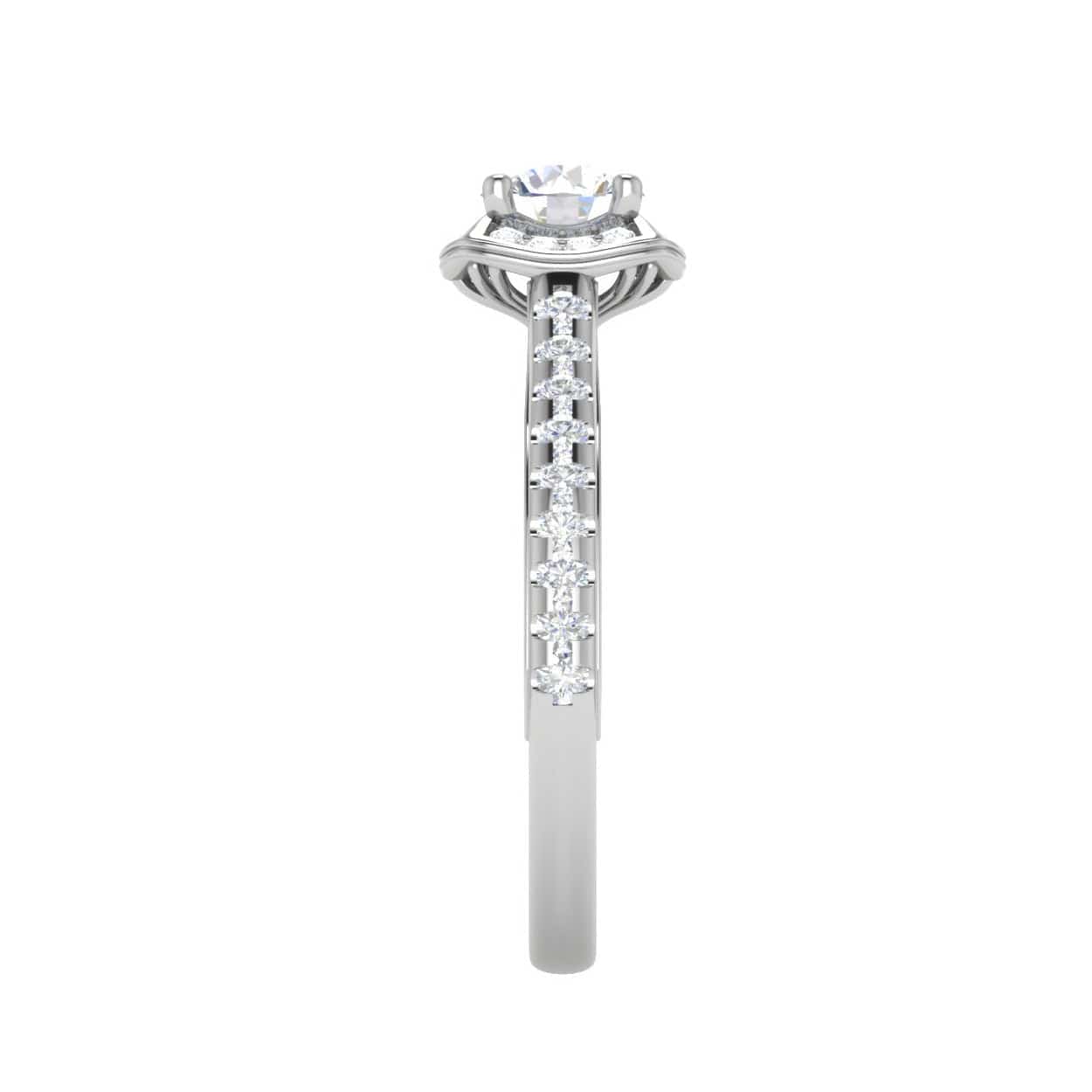 Jewelove™ Rings J VS / Women's Band only 0.50 cts Solitaire Square Halo Diamond Split Platinum Ring JL PT RH RD 180