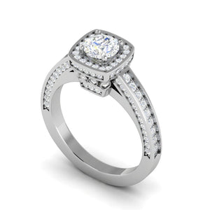 Jewelove™ Rings J VS / Women's Band only 0.50 cts Solitaire Square halo Diamond Split Shank Platinum Ring JL PT RH RD 177