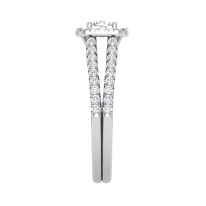 Jewelove™ Rings J VS / Women's Band only 0.50 cts Solitaire Square Halo Diamond Split Shank Platinum Ring JL PT RH RD 218