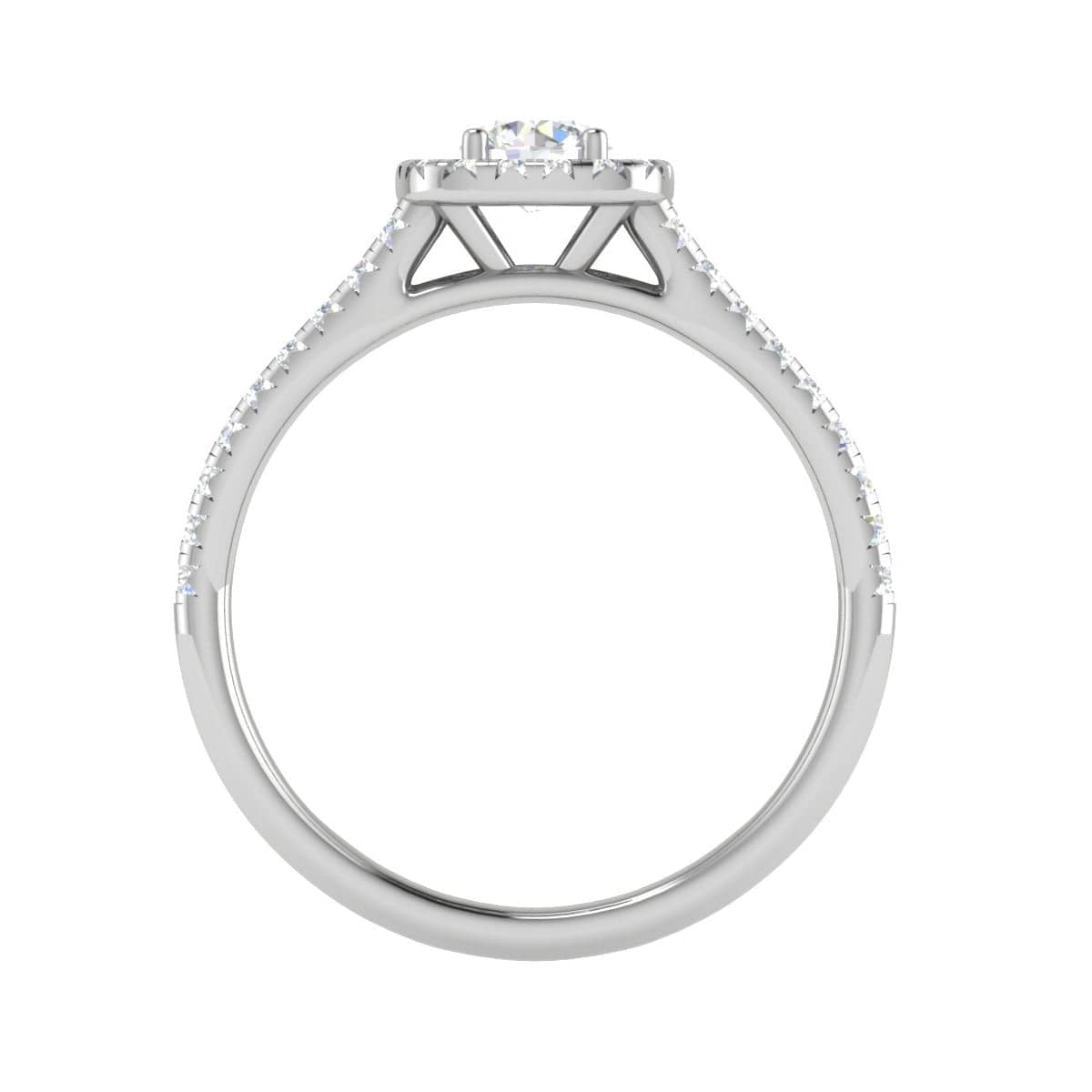 Jewelove™ Rings J VS / Women's Band only 0.50 cts Solitaire Square Halo Diamond Split Shank Platinum Ring JL PT RH RD 218