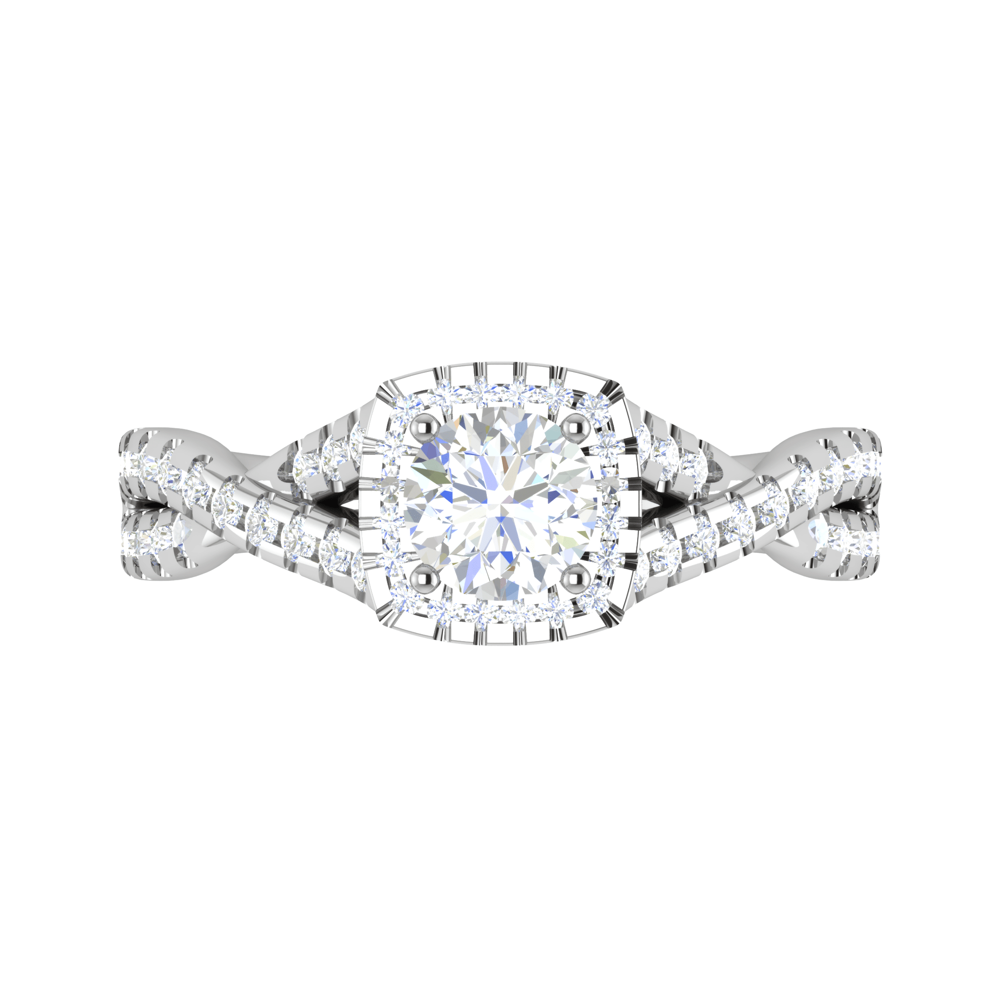 Jewelove™ Rings J VS / Women's Band only 0.50 cts Solitaire Square Halo Diamond Twisted Shank Platinum Ring JL PT RH RD 261