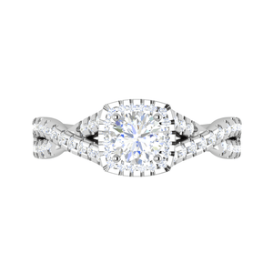 Jewelove™ Rings J VS / Women's Band only 0.50 cts Solitaire Square Halo Diamond Twisted Shank Platinum Ring JL PT RH RD 261