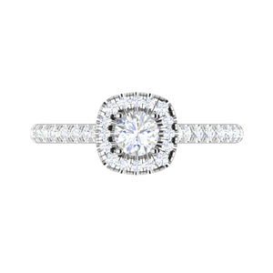 Jewelove™ Rings J VS / Women's Band only 0.50 cts. Solitaire Square Halo Platinum Diamond Shank Ring JL PT RH RD 217