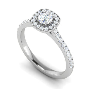 Jewelove™ Rings J VS / Women's Band only 0.50 cts. Solitaire Square Halo Platinum Diamond Shank Ring JL PT RH RD 217