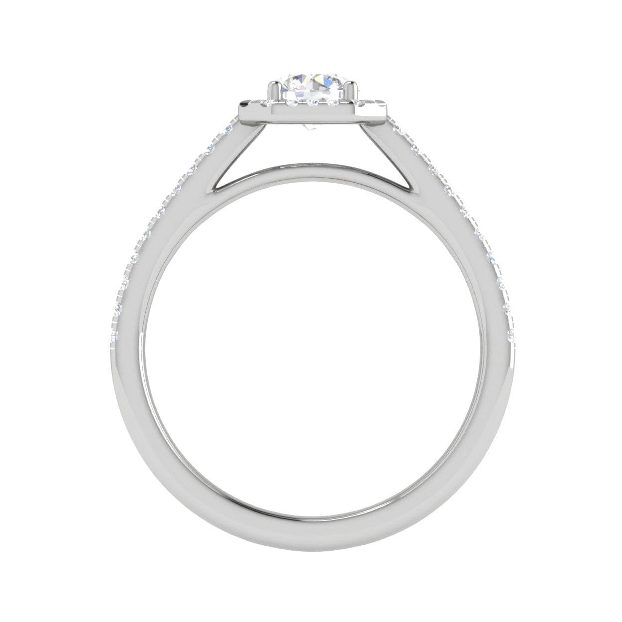 Jewelove™ Rings J VS / Women's Band only 0.50 cts Solitaire Square Halo Split Shank Platinum Ring JL PT RH RD 210