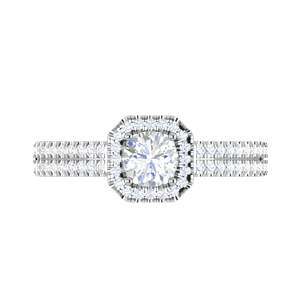 Jewelove™ Rings J VS / Women's Band only 0.50 cts Solitaire Square Halo Split Shank Platinum Ring JL PT RH RD 210