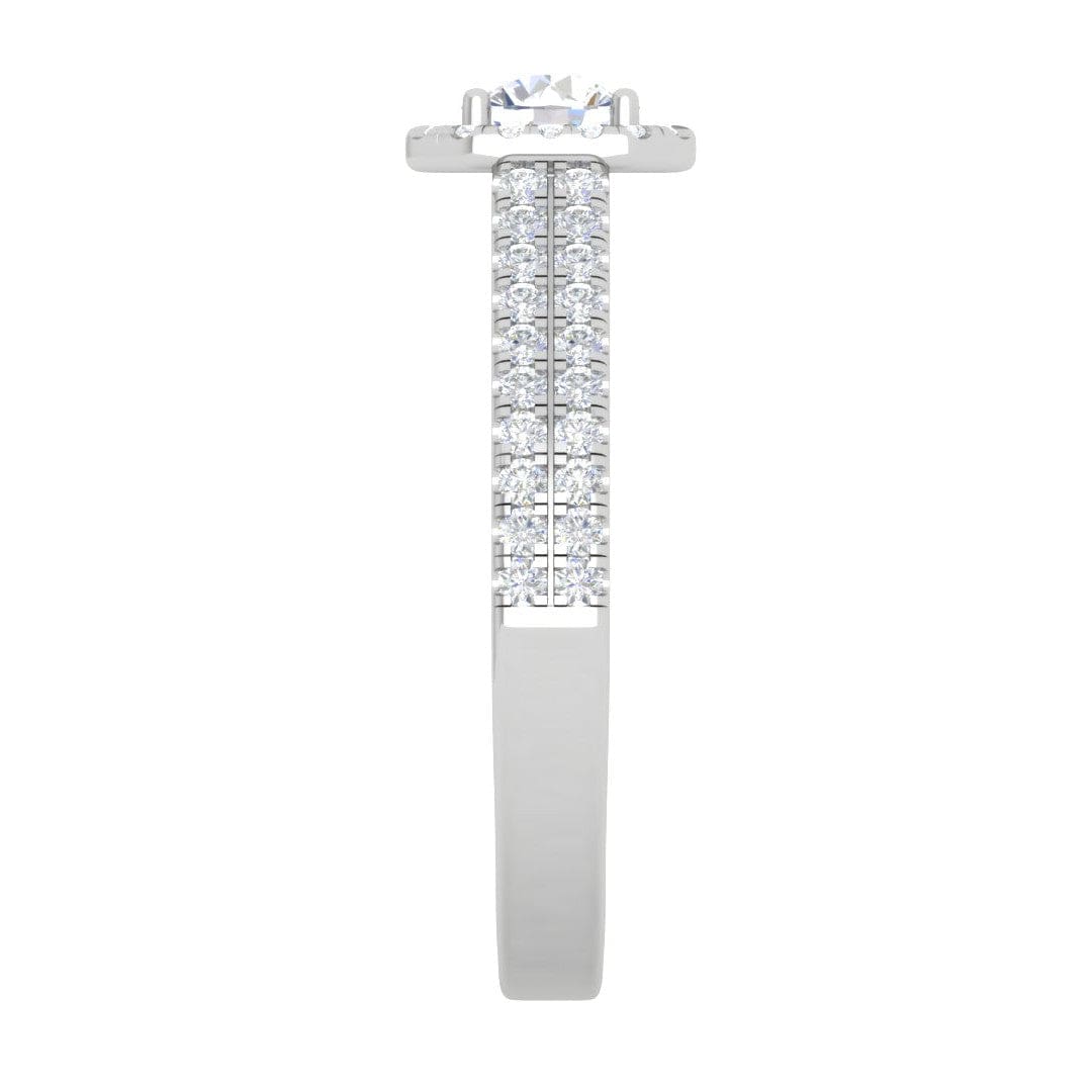 Jewelove™ Rings J VS / Women's Band only 0.50 cts Solitaire Square Halo Split Shank Platinum Ring JL PT RH RD 210