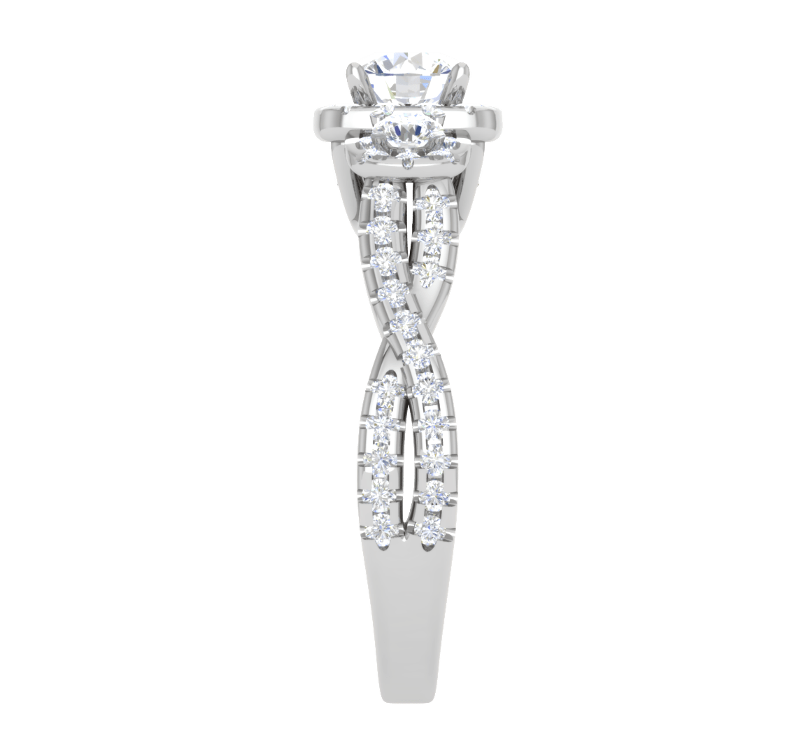 Jewelove™ Rings J VS / Women's Band only 0.50 cts Solitaire Square Halo Twisted Shank Platinum Ring JL PT R3 RD 172