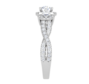 Jewelove™ Rings J VS / Women's Band only 0.50 cts Solitaire Square Halo Twisted Shank Platinum Ring JL PT R3 RD 172