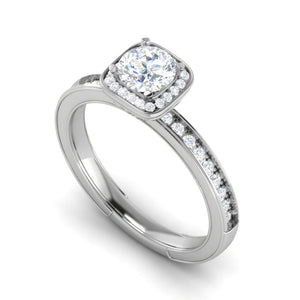 Jewelove™ Rings J VS / Women's Band only 0.50 cts Solitaire Square Halod Diamond Shank Platinum Ring JL PT RH RD 190