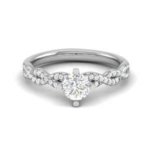 Jewelove™ Rings VS J / Women's Band only 0.50 cts Solitaire Twisted Shank Diamond Platinum Ring JL PT RP RD 192