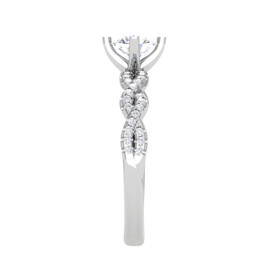 Jewelove™ Rings VS J / Women's Band only 0.50 cts Solitaire Twisted Shank Diamond Platinum Ring JL PT RP RD 192