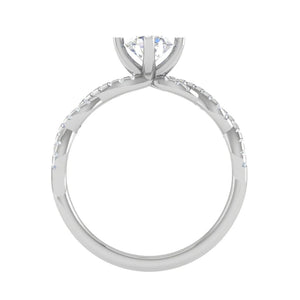 Jewelove™ Rings VS J / Women's Band only 0.50 cts Solitaire Twisted Shank Diamond Platinum Ring JL PT RP RD 192