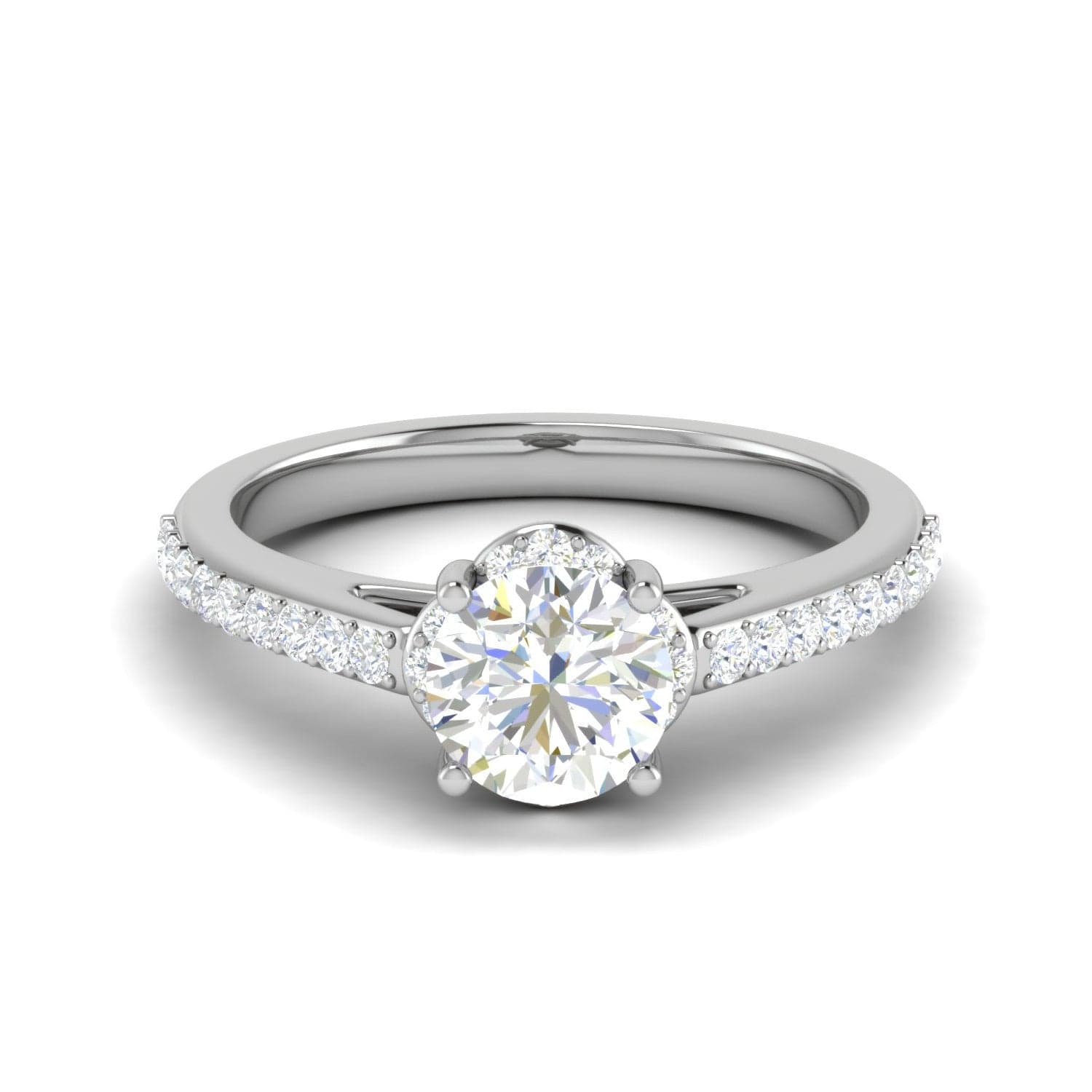 Jewelove™ Rings J VS / Women's Band only 0.50 cts Solitaire with Diamond Shank Platinum Ring JL PT RH RD 236