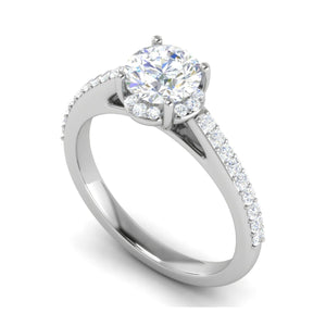 Jewelove™ Rings J VS / Women's Band only 0.50 cts Solitaire with Diamond Shank Platinum Ring JL PT RH RD 236