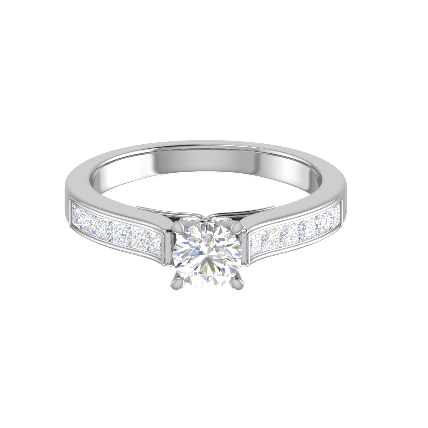 Jewelove™ Rings VS J / Women's Band only 0.50 cts Solitaire with Princess Cut Diamonds Shank Platinum Ring JL PT RC RD 273