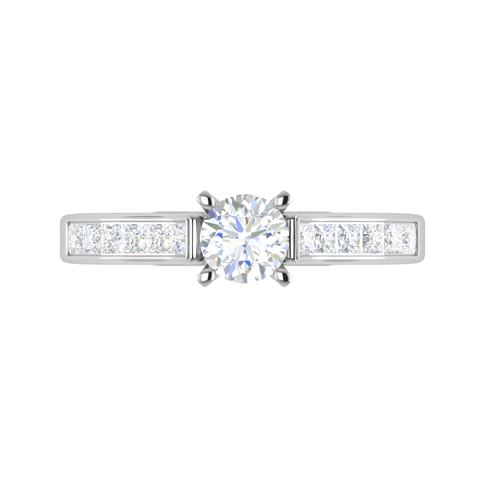 Jewelove™ Rings VS J / Women's Band only 0.50 cts Solitaire with Princess Cut Diamonds Shank Platinum Ring JL PT RC RD 273