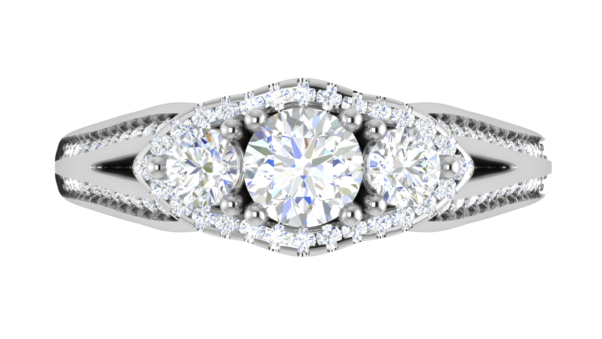 Jewelove™ Rings J VS / Women's Band only 0.50 cts Solitaire with Split Shank Platinum Ring JL PT R3 RD 173