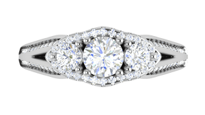 Jewelove™ Rings J VS / Women's Band only 0.50 cts Solitaire with Split Shank Platinum Ring JL PT R3 RD 173