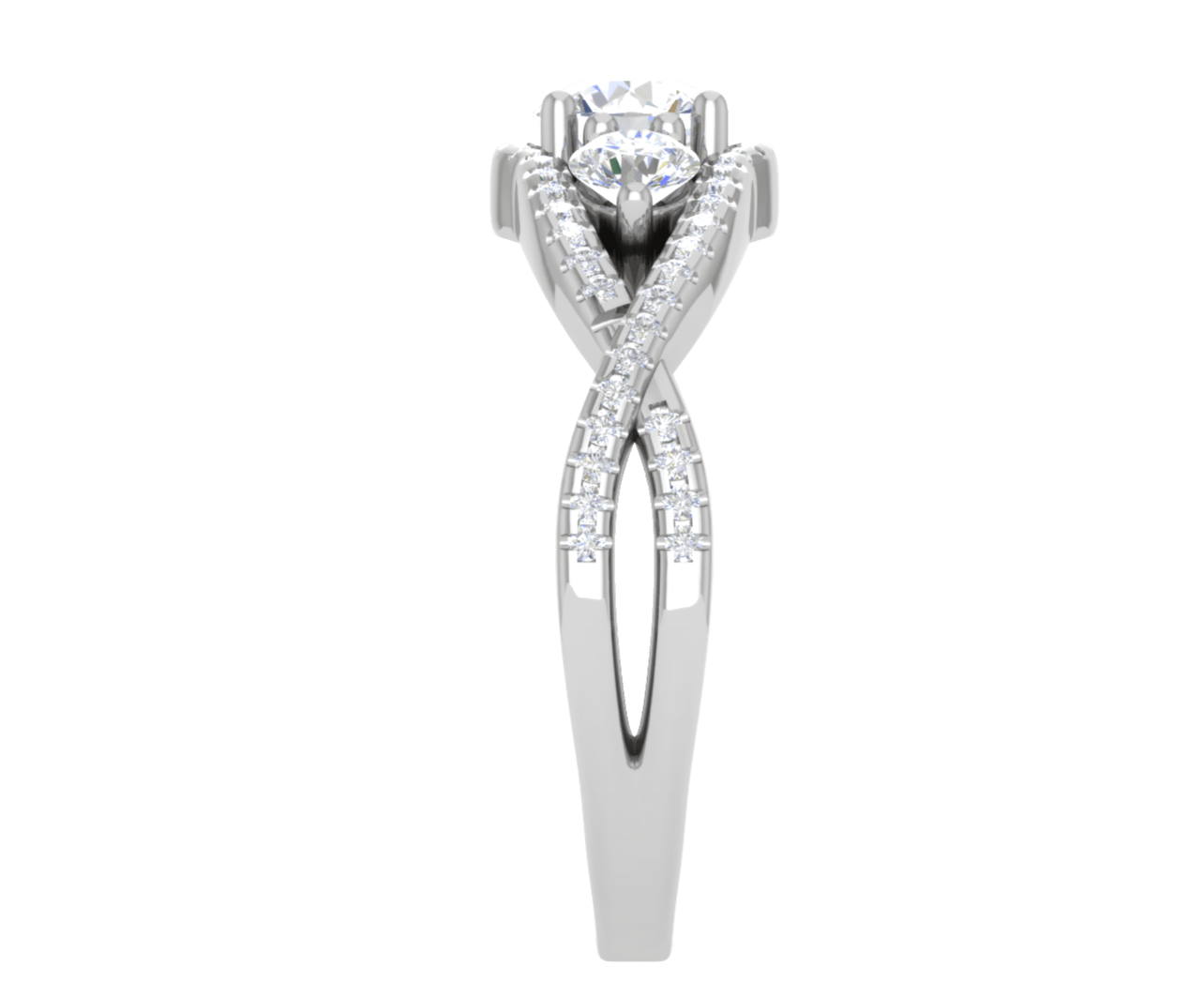 Jewelove™ Rings J VS / Women's Band only 0.50 cts Solitaire with Twisted Shank Diamond Platinum Ring JL PT R3 RD 169