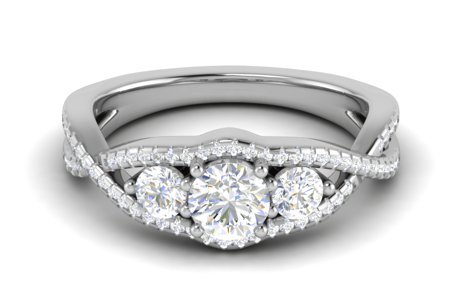 Jewelove™ Rings J VS / Women's Band only 0.50 cts Solitaire with Twisted Shank Diamond Platinum Ring JL PT R3 RD 169