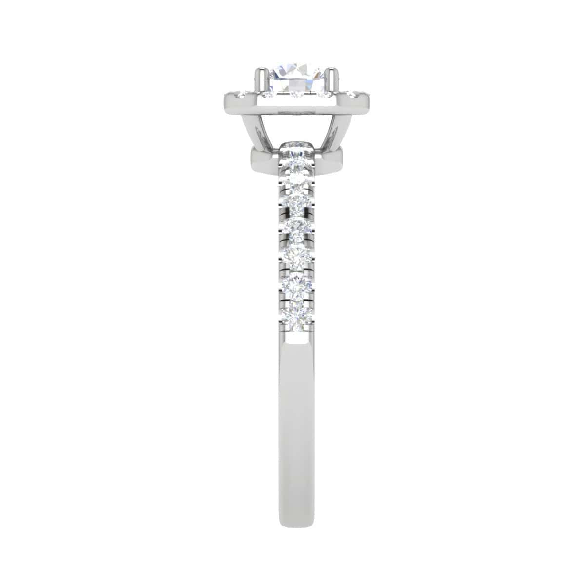 Jewelove™ Rings J VS / Women's Band only 0.50 cts Square Halo Solitaire Diamond Shank Platinum Ring JL PT RH RD 198