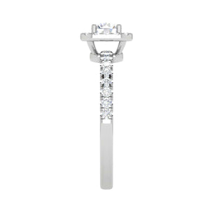 Jewelove™ Rings J VS / Women's Band only 0.50 cts Square Halo Solitaire Diamond Shank Platinum Ring JL PT RH RD 198