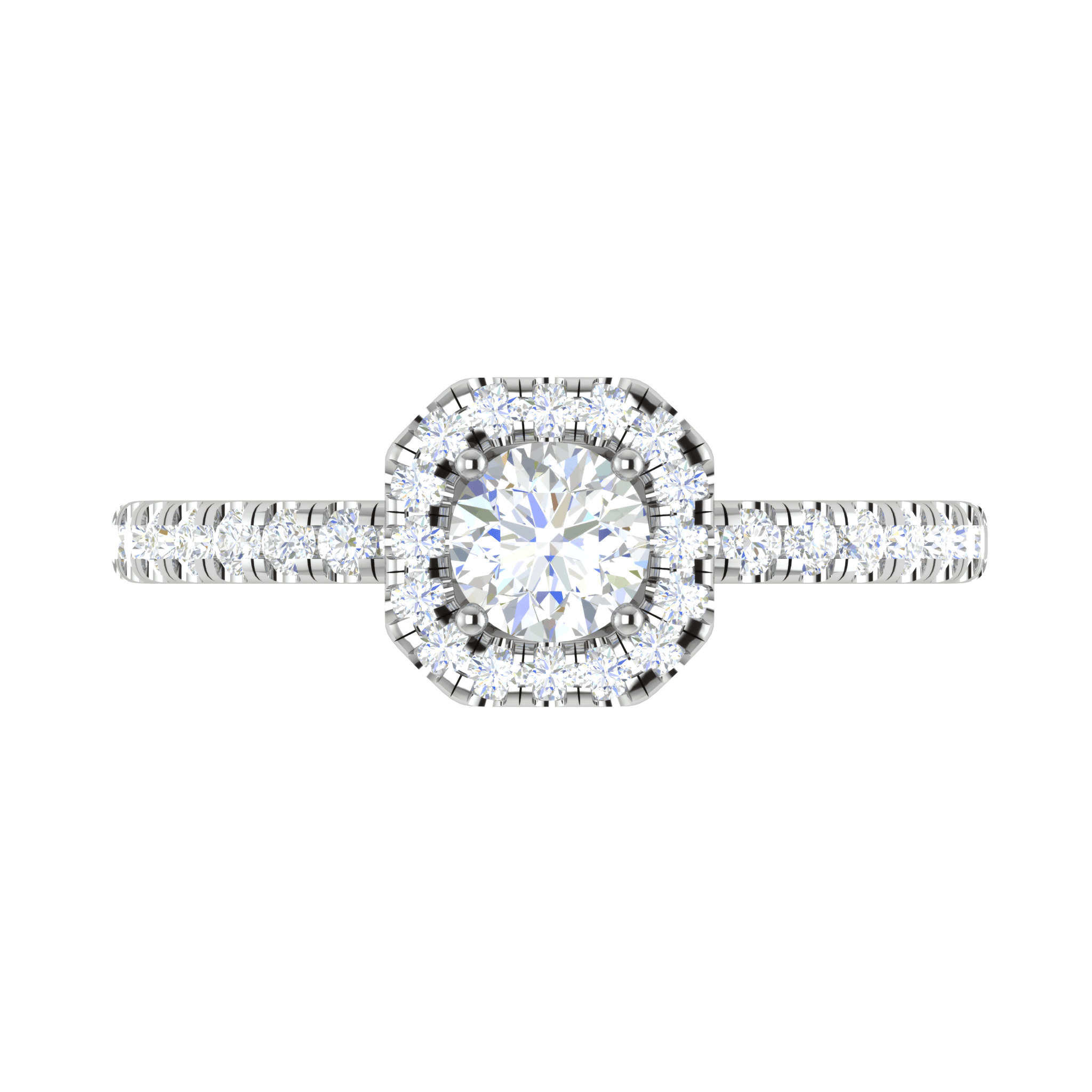 Jewelove™ Rings J VS / Women's Band only 0.50 cts Square Halo Solitaire Diamond Shank Platinum Ring JL PT RH RD 198