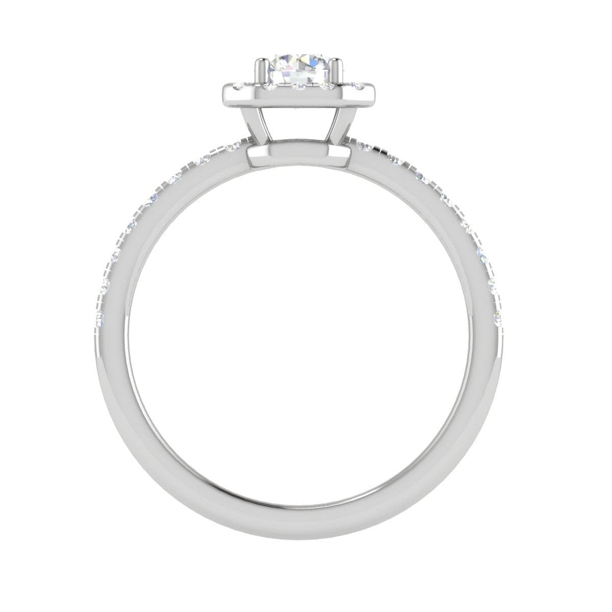 Jewelove™ Rings J VS / Women's Band only 0.50 cts Square Halo Solitaire Diamond Shank Platinum Ring JL PT RH RD 198