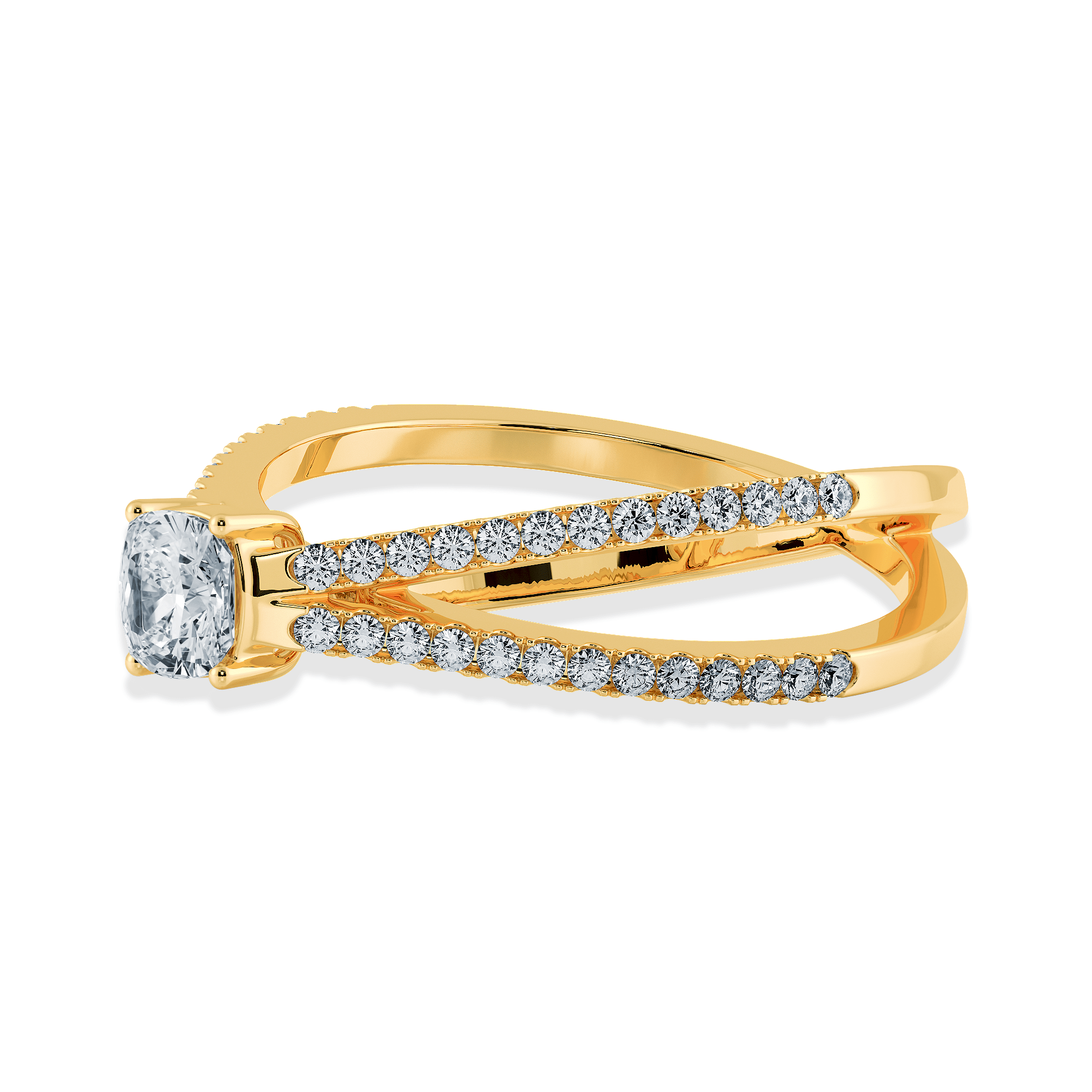 Jewelove™ Rings Women's Band only / VS I 0.50cts. Cushion Cut Solitaire Diamond Split Shank 18K Yellow Gold Ring JL AU 1171Y-A