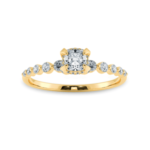 Jewelove™ Rings Women's Band only / VVS G 0.50cts. Cushion Cut Solitaire Halo Diamond Accents 18K Yellow Gold Ring JL AU 2005Y-A